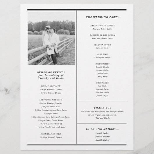 Newspaper Wedding Program Single Large Page  Flyer (Achterkant)