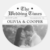 Newspaper Wedding Ronde Sticker (Voorkant)