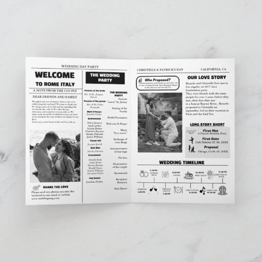 Newspaper Wedding Timeline & Program Infographic (Binnen)