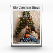 Newspaper What A Year Black White Photo Christmas Fotoblokken (Voorkant)