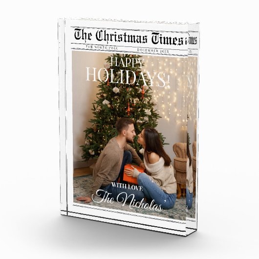 Newspaper What A Year Black White Photo Christmas Fotoblokken (Rechts)