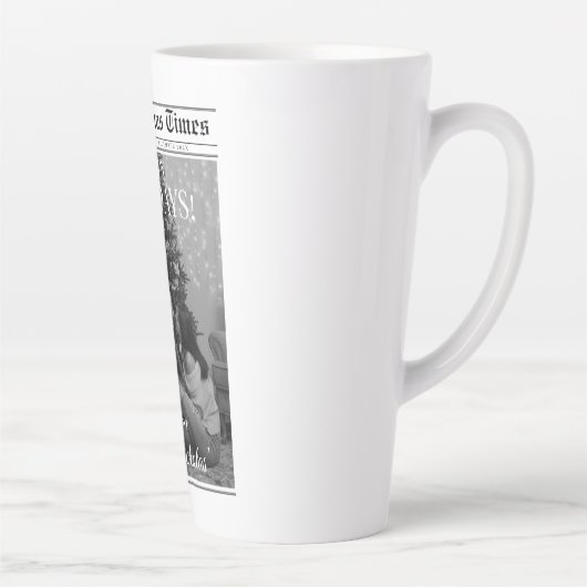 Newspaper What A Year Black White Photo Christmas Latte Mok (Rechts)