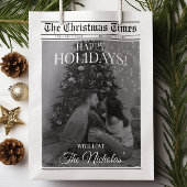 Newspaper What A Year Black White Photo Christmas Medium Cadeauzakje