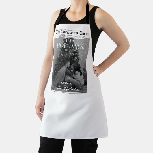 Newspaper What A Year Black White Photo Christmas Schort (Insitu)