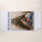 Newspaper What A Year Black White Photo Christmas Strandlaken (Voorkant)