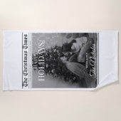 Newspaper What A Year Black White Photo Christmas Strandlaken (Voorkant)