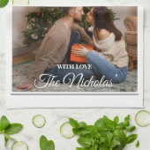 Newspaper What A Year Black White Photo Christmas Theedoek (Gevouwen)