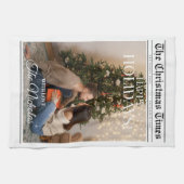 Newspaper What A Year Black White Photo Christmas Theedoek (Horizontaal)