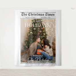 Newspaper What A Year Black White Photo Christmas Wandkleed