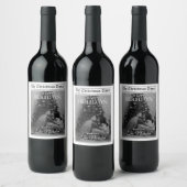 Newspaper What A Year Black White Photo Christmas Wijn Etiket (Flessen)