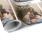 Newspaper What A Year Holiday Photo Christmas Cadeaupapier (Rol Hoek)