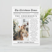 Newspaper What A Year Photo Collage Christmas Feestdagenkaart (Staand voorkant)