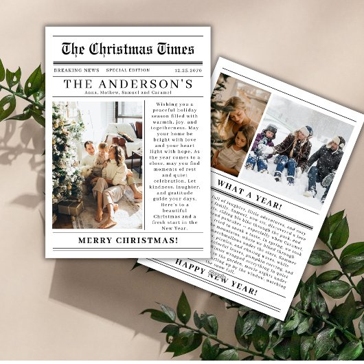 Newspaper What A Year Photo Collage Christmas Feestdagenkaart