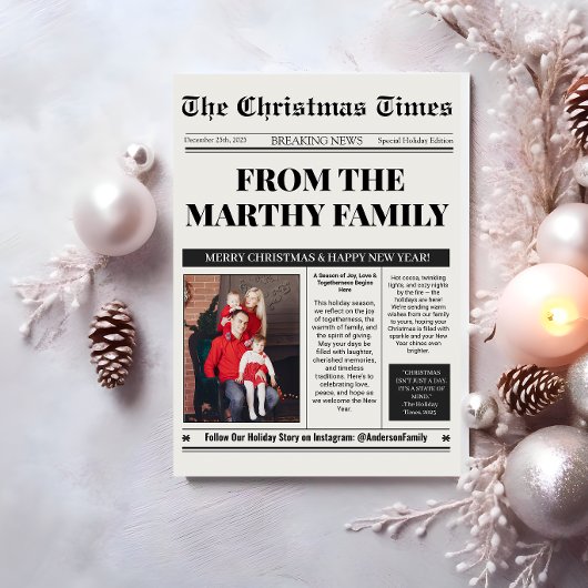 Newspaper Year in Review Photo Collage Christmas  Feestdagenkaart
