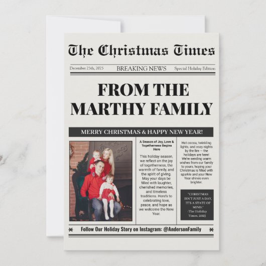 Newspaper Year in Review Photo Collage Christmas  Feestdagenkaart (Voorkant)