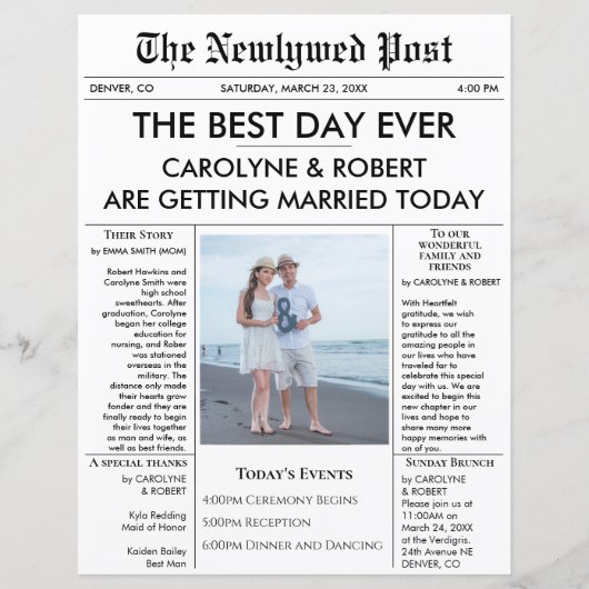 Newspapier Wedding Programme (Voorkant)