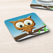 Newsprint Cartoon Owl Bier Onderzetter (Linkerzijde)