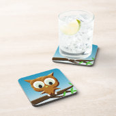 Newsprint Cartoon Owl Bier Onderzetter (Rechterzijde)