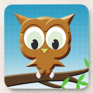 Newsprint Cartoon Owl Bier Onderzetter