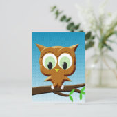 Newsprint Cartoon Owl Briefkaart (Staand voorkant)