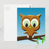 Newsprint Cartoon Owl Briefkaart (Voorkant / Achterkant)