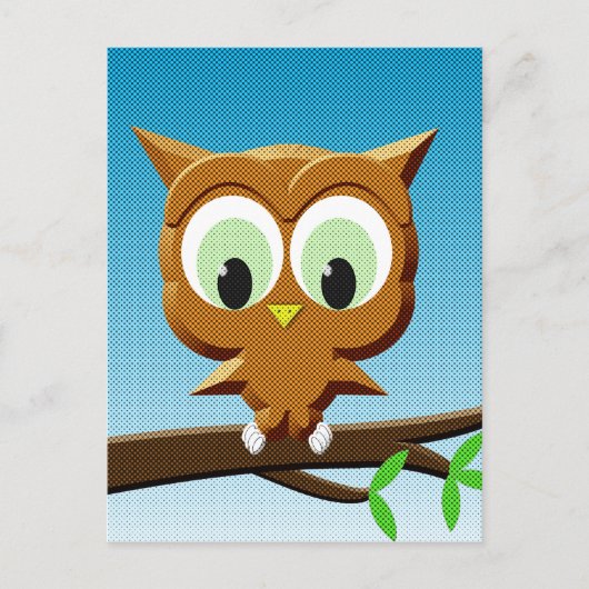 Newsprint Cartoon Owl Briefkaart (Voorkant)