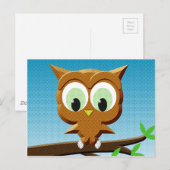 Newsprint Cartoon Owl Briefkaart (Voorkant / Achterkant)