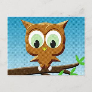 Newsprint Cartoon Owl Briefkaart
