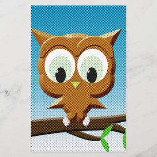 Newsprint Cartoon Owl Briefpapier
