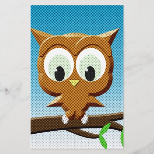 Newsprint Cartoon Owl Briefpapier (Voorkant)