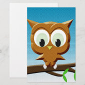 Newsprint Cartoon Owl Briefpapier (Voorkant / Achterkant)