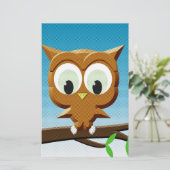Newsprint Cartoon Owl Briefpapier (Staand voorkant)