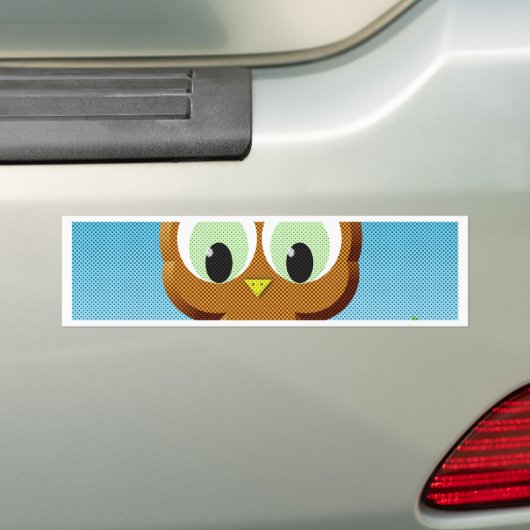 Newsprint Cartoon Owl Bumpersticker (Op auto)