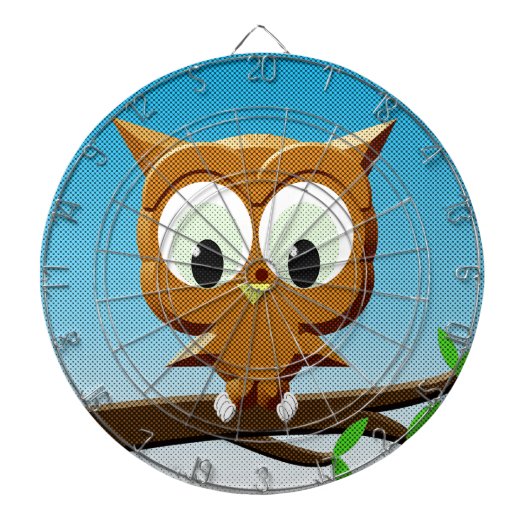 Newsprint Cartoon Owl Dartbord (Voorkant)
