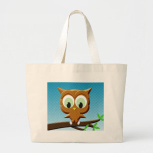 Newsprint Cartoon Owl Grote Tote Bag