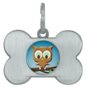 Newsprint Cartoon Owl Huisdieren Naamplaatje