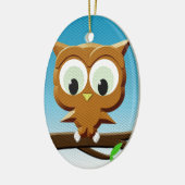 Newsprint Cartoon Owl Keramisch Ornament (Links)