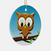 Newsprint Cartoon Owl Keramisch Ornament (Rechts)