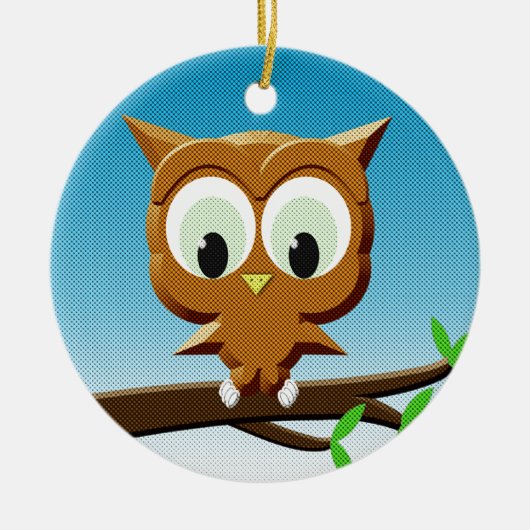 Newsprint Cartoon Owl Keramisch Ornament (Voorkant)