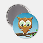 Newsprint Cartoon Owl Magneet (Voorkant / Achterkant)