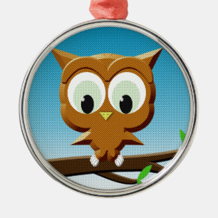 Newsprint Cartoon Owl Metalen Ornament