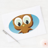 Newsprint Cartoon Owl Ovale Sticker (Envelop)