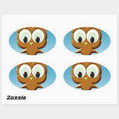 Newsprint Cartoon Owl Ovale Sticker (Vel)