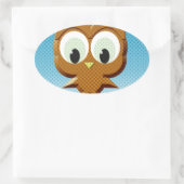 Newsprint Cartoon Owl Ovale Sticker (Tas)