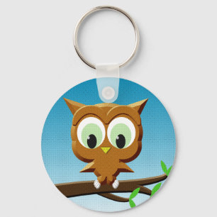 Newsprint Cartoon Owl Sleutelhanger