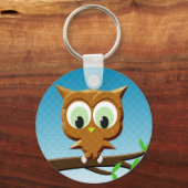 Newsprint Cartoon Owl Sleutelhanger (Voorkant)