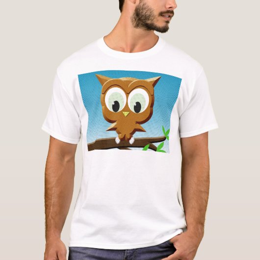 Newsprint Cartoon Owl T-shirt (Voorkant)