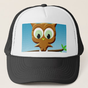 Newsprint Cartoon Owl Trucker Pet
