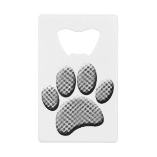Newsprint Halftone Cartoon Dog Paw Prints Creditkaart Flessenopener