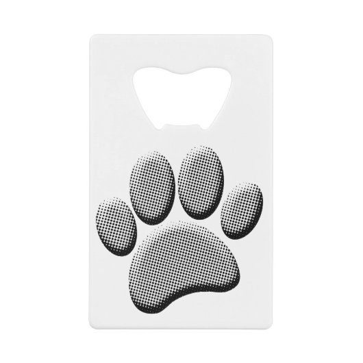 Newsprint Halftone Cartoon Dog Paw Prints Creditkaart Flessenopener (Voorkant)